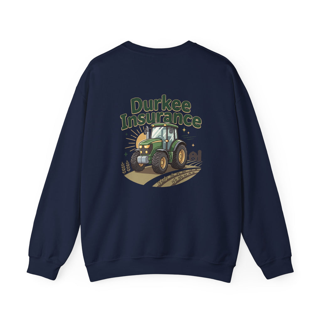 Tractor Crewneck Sweatshirt — "Durkee Insurance" Farm Logo