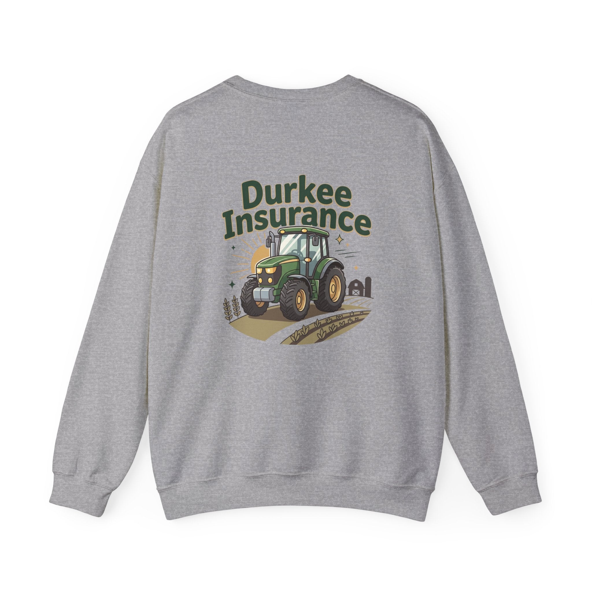 Tractor Crewneck Sweatshirt — "Durkee Insurance" Farm Logo