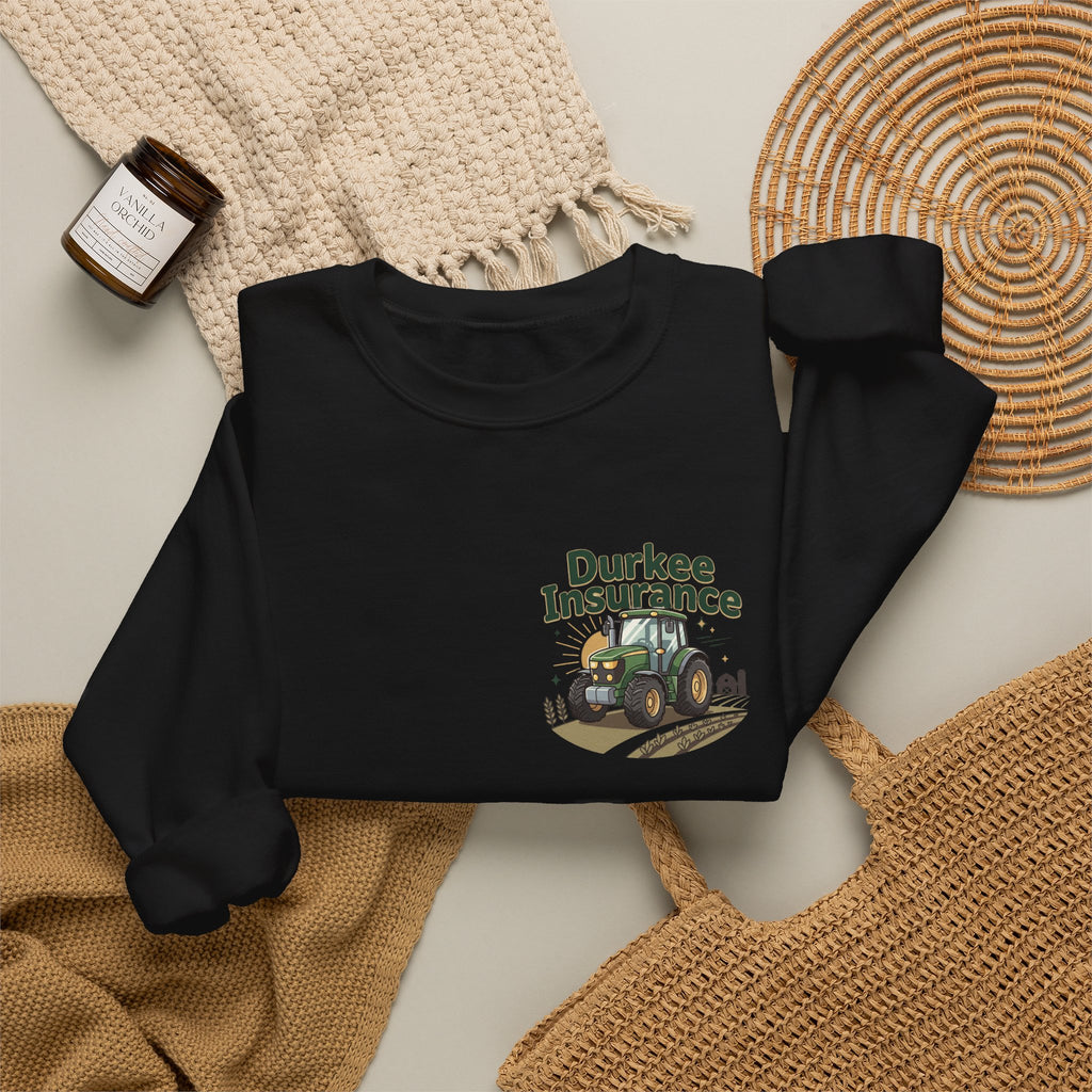 Tractor Crewneck Sweatshirt — "Durkee Insurance" Farm Logo