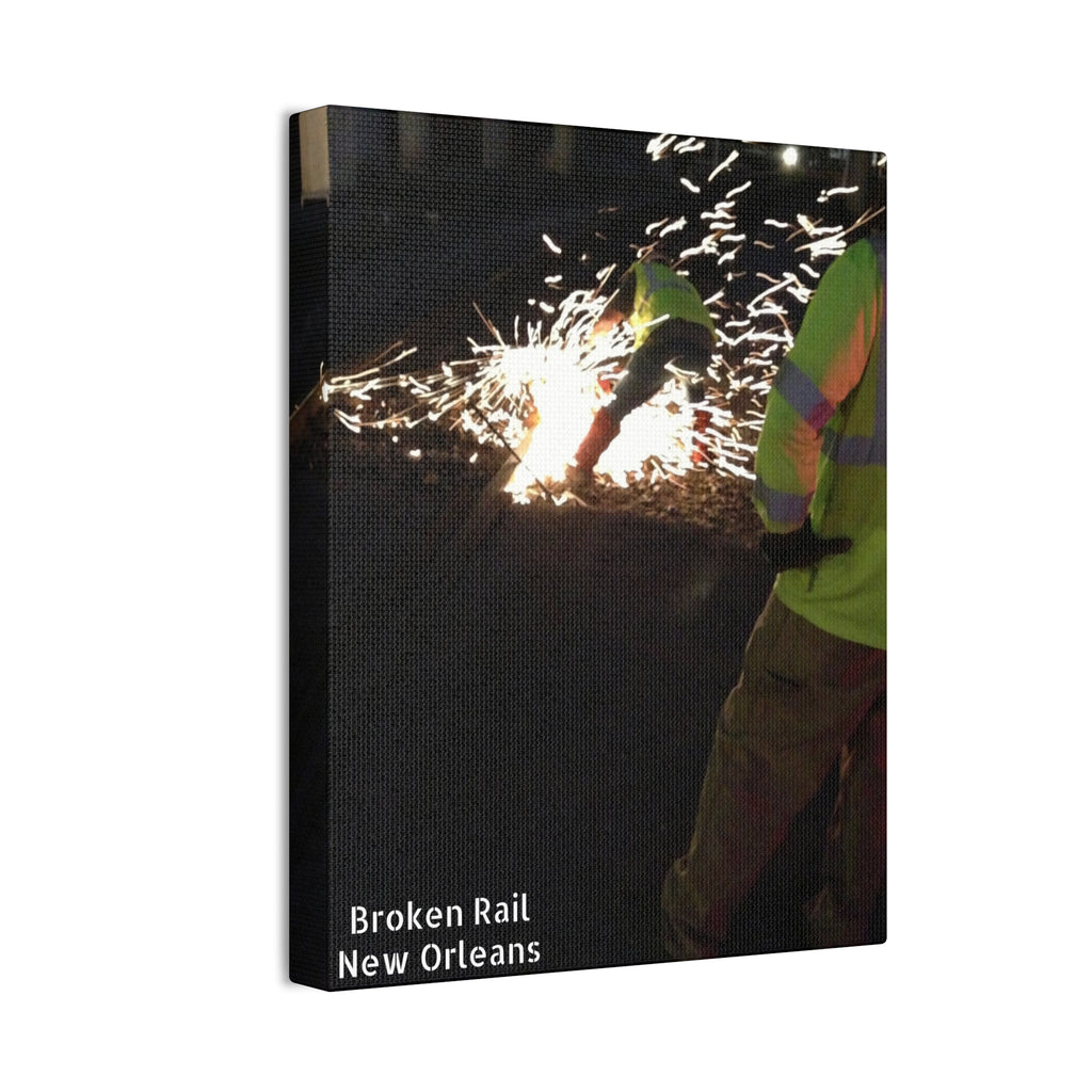 Canvas Print - "Broken Rail, New" Railroad Worker Night Repair Wall Art