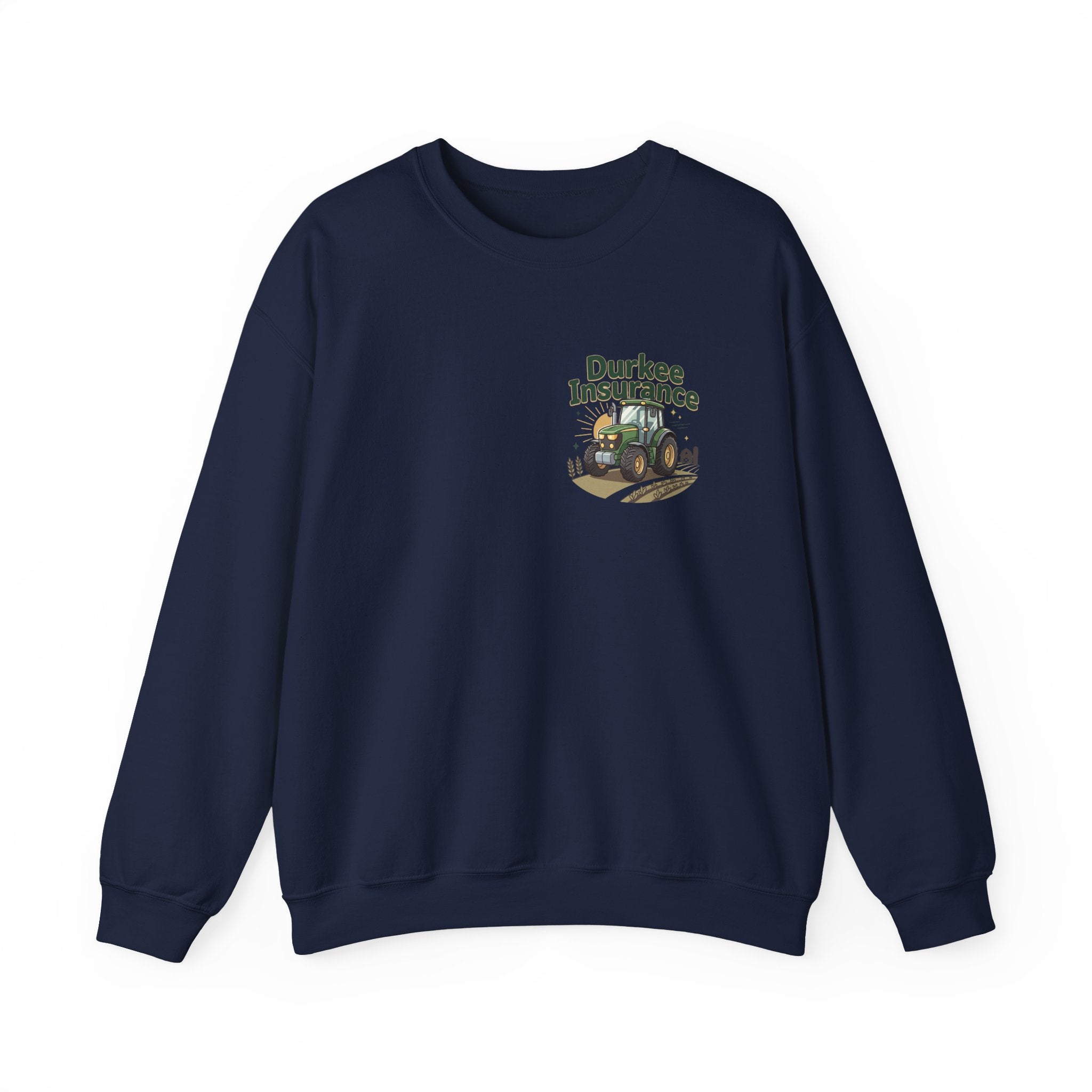Tractor Crewneck Sweatshirt — "Durkee Insurance" Farm Logo