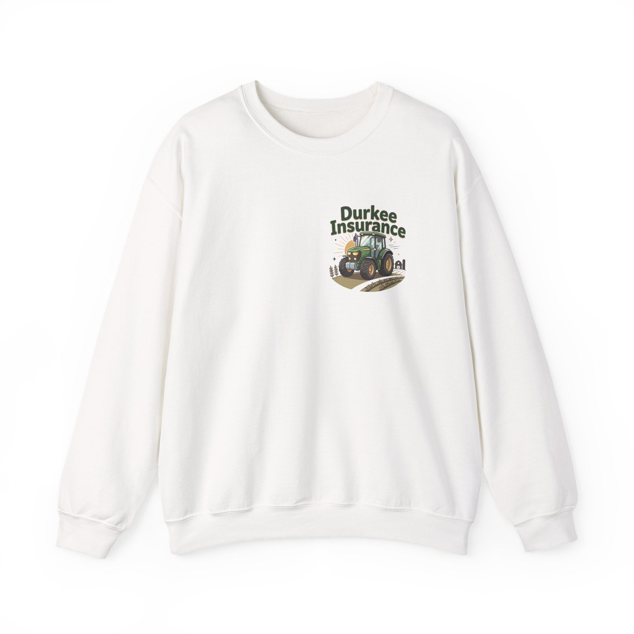 Tractor Crewneck Sweatshirt — "Durkee Insurance" Farm Logo