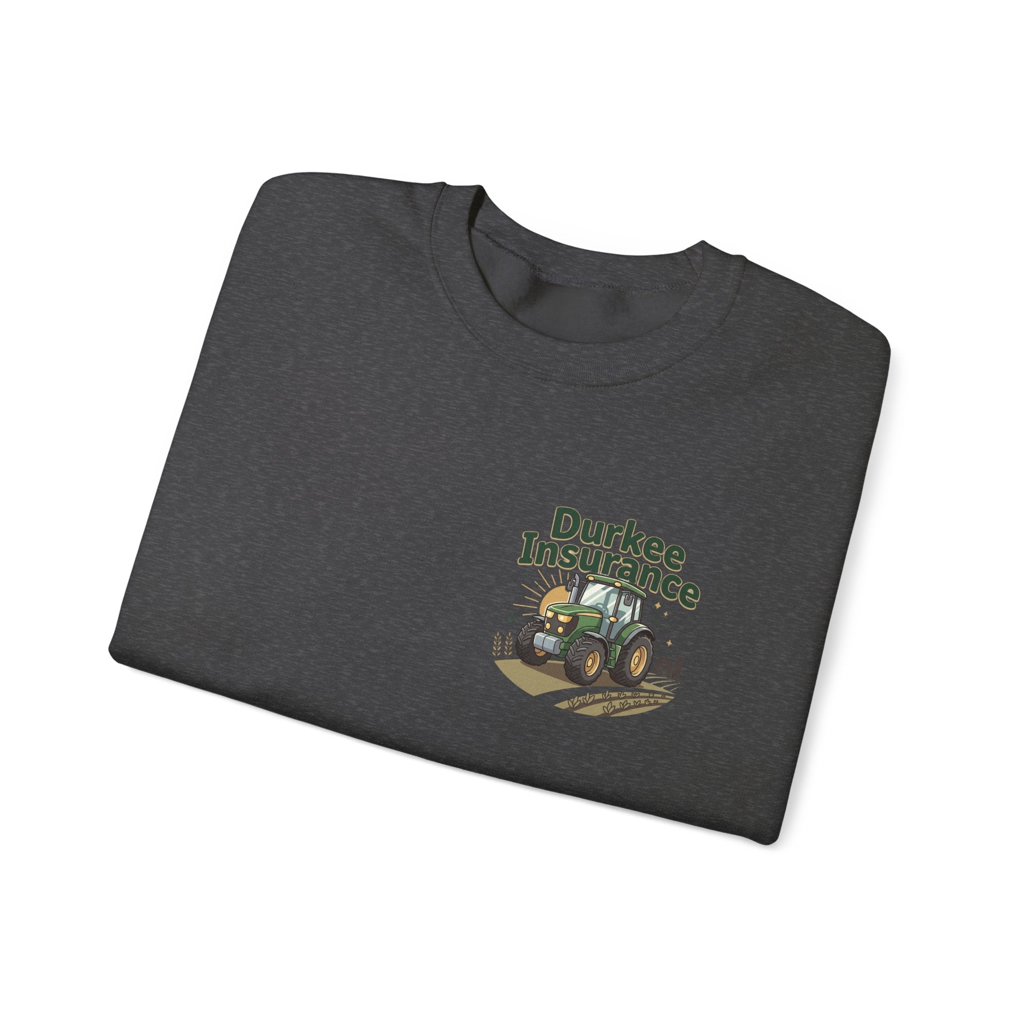 Tractor Crewneck Sweatshirt — "Durkee Insurance" Farm Logo