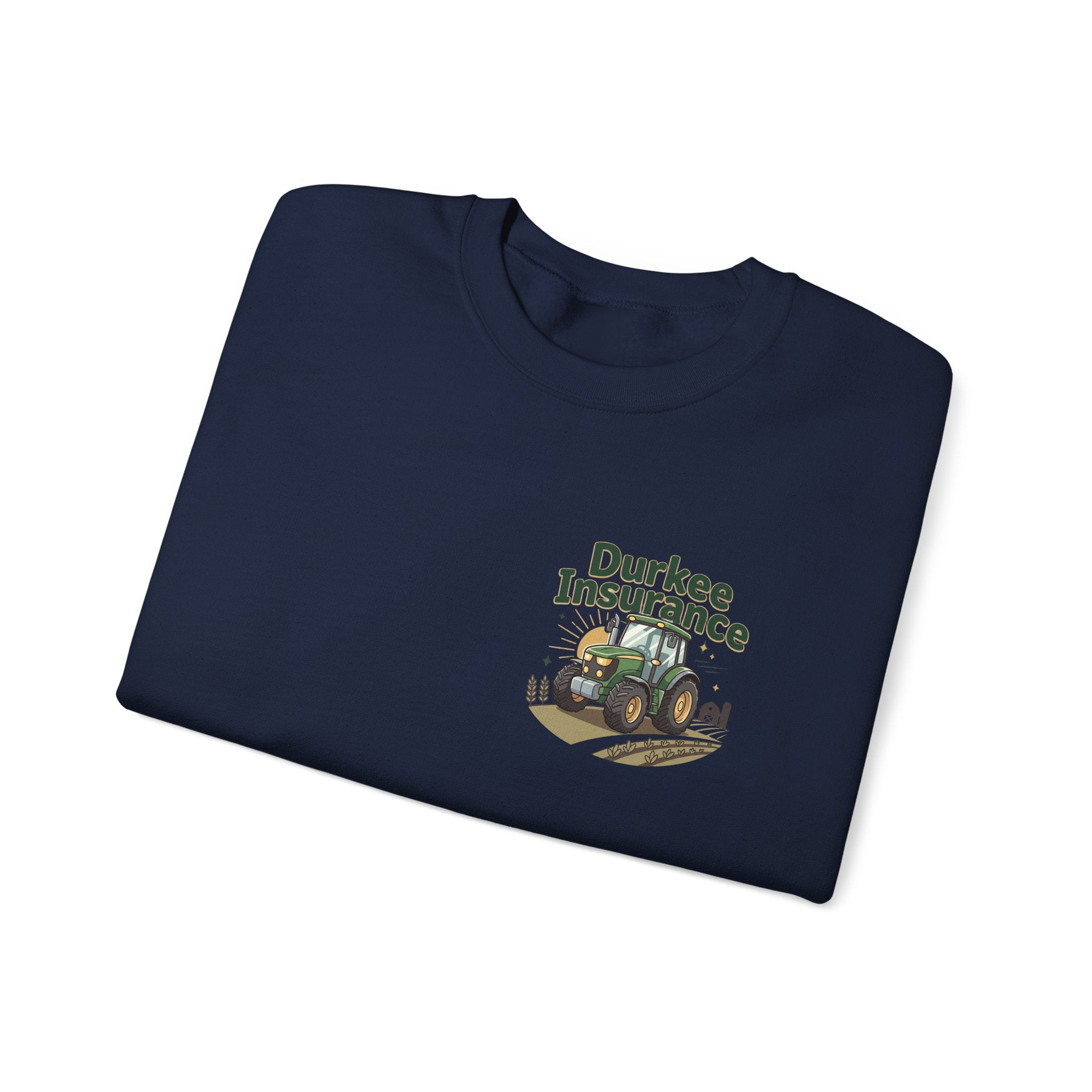 Tractor Crewneck Sweatshirt — "Durkee Insurance" Farm Logo