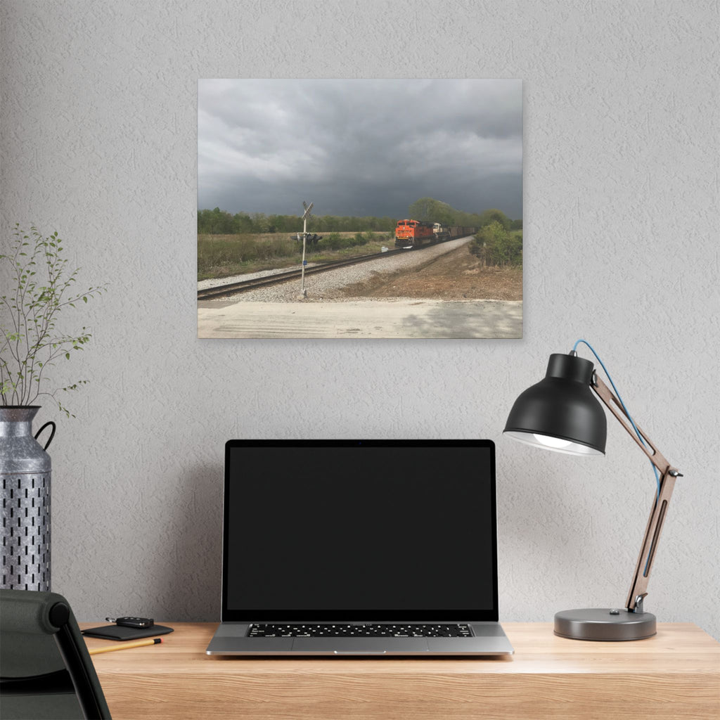 Storm Freight Train Canvas — Dramatic Railroad Wall Art