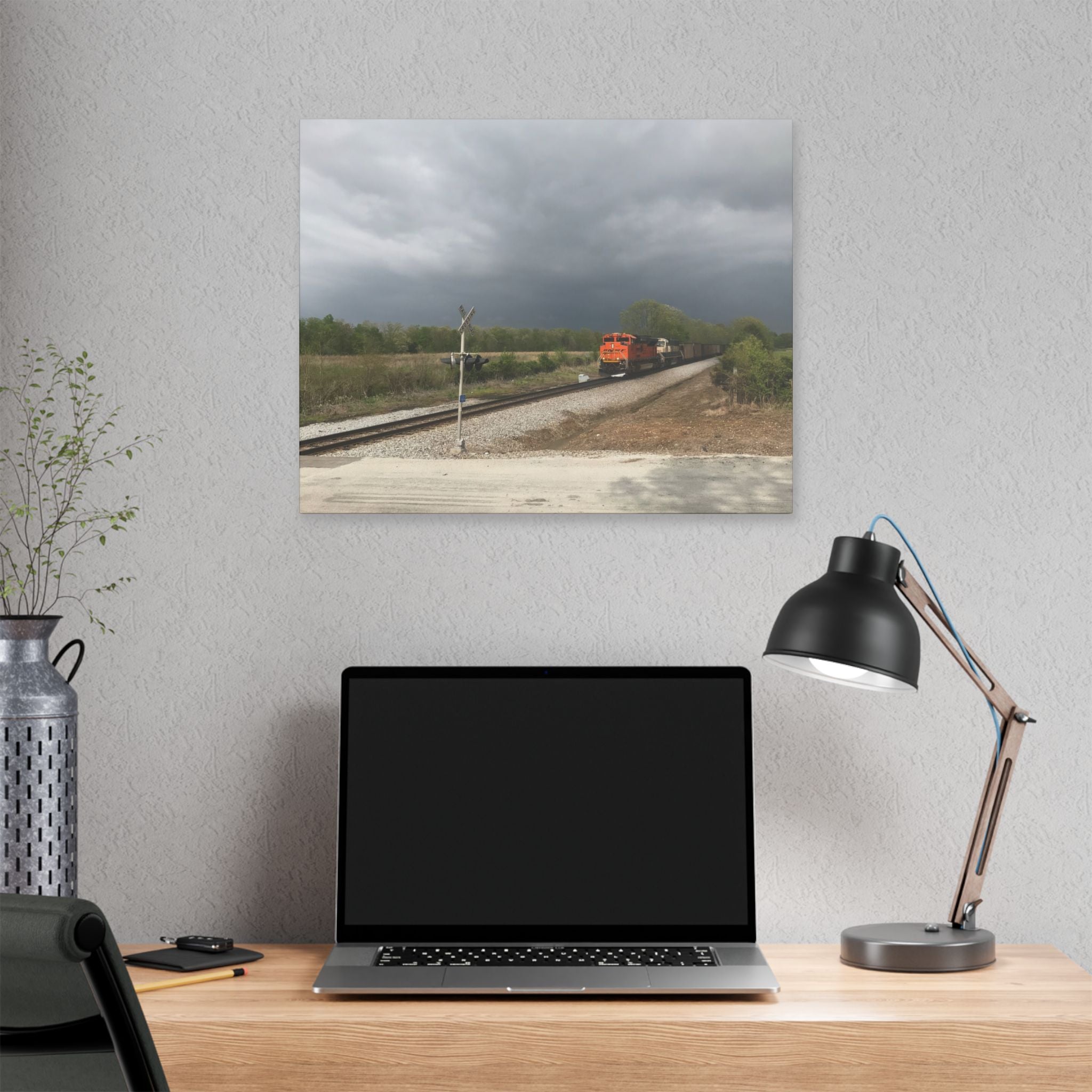 Storm Freight Train Canvas — Dramatic Railroad Wall Art