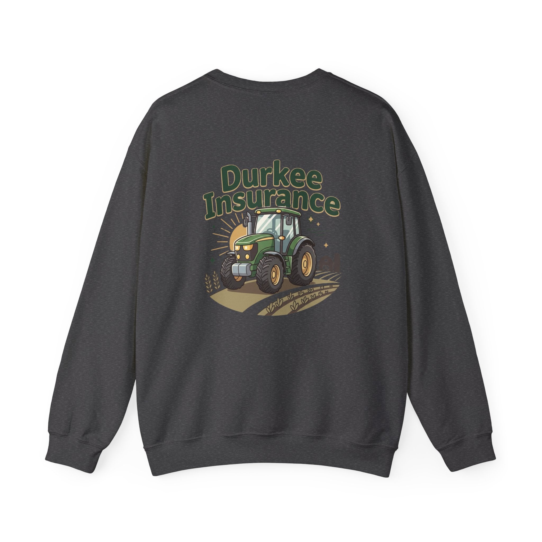 Tractor Crewneck Sweatshirt — "Durkee Insurance" Farm Logo