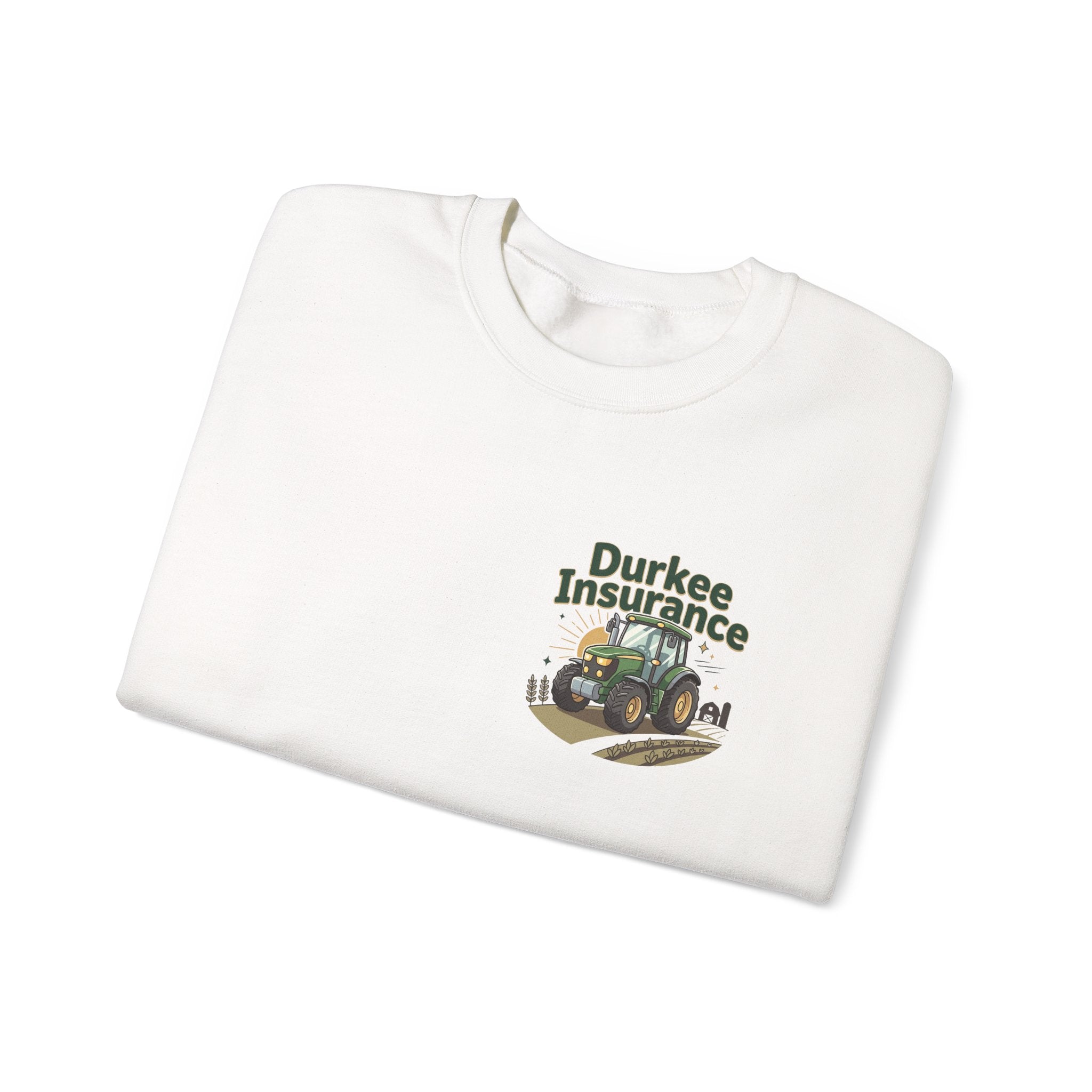 Tractor Crewneck Sweatshirt — "Durkee Insurance" Farm Logo
