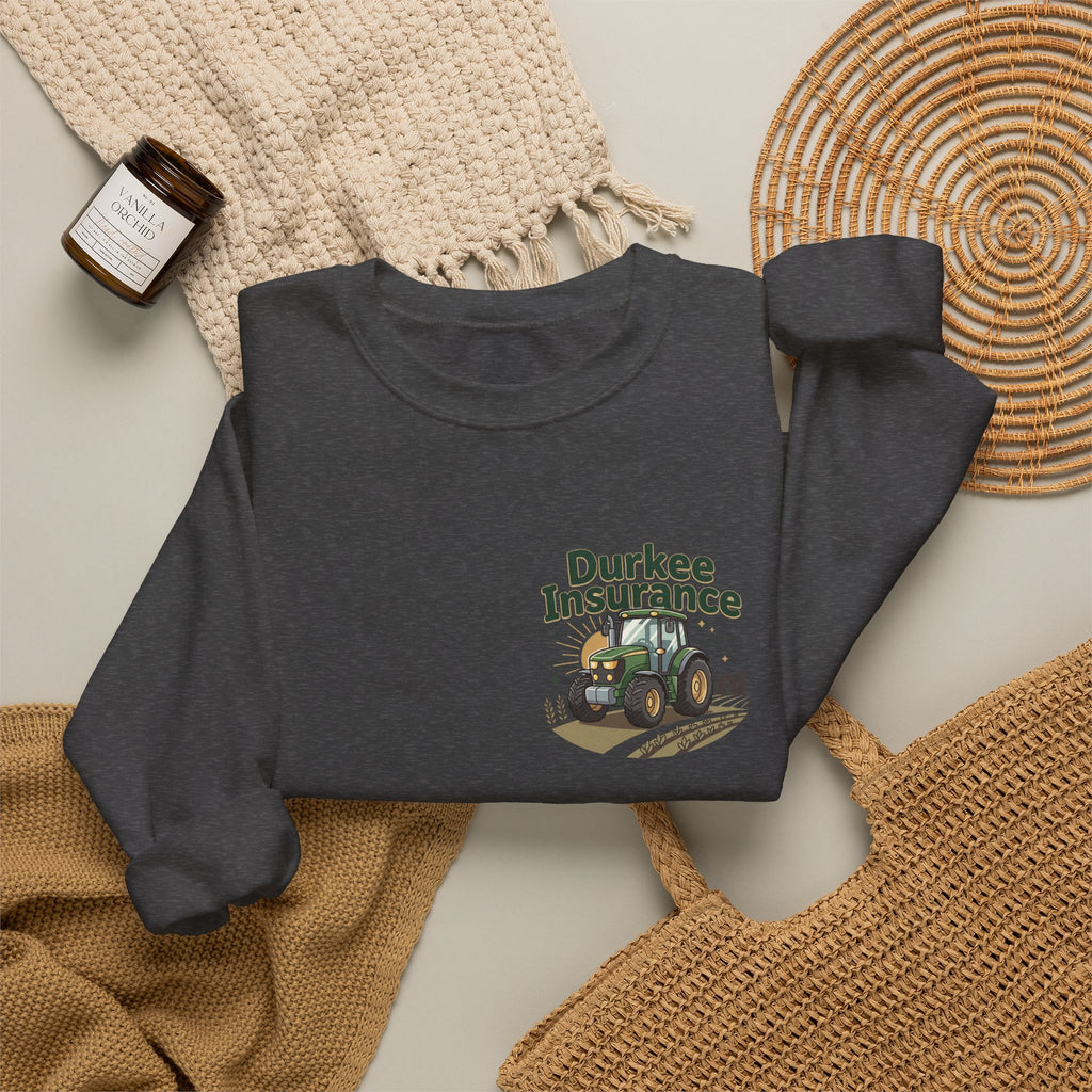 Tractor Crewneck Sweatshirt — "Durkee Insurance" Farm Logo