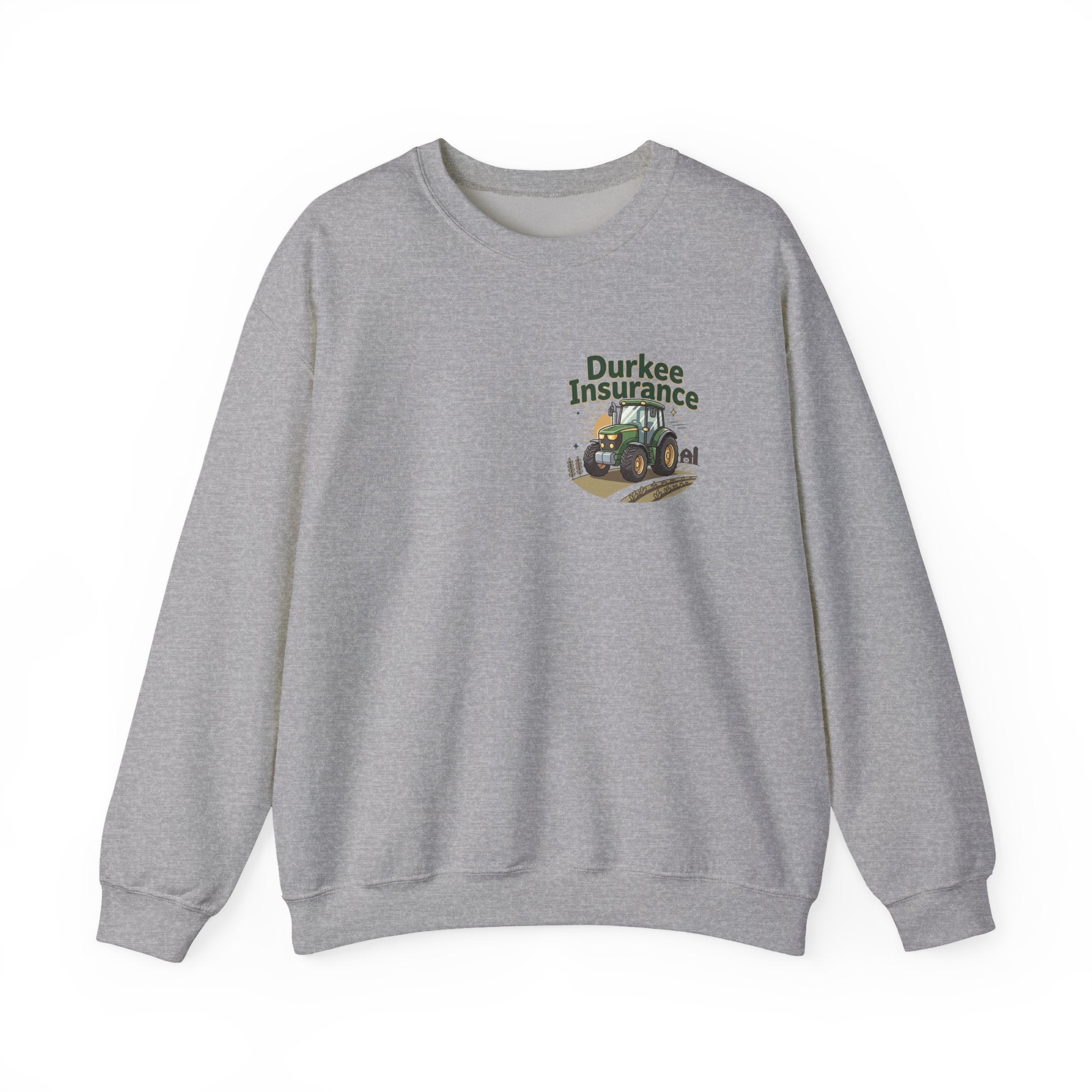 Tractor Crewneck Sweatshirt — "Durkee Insurance" Farm Logo