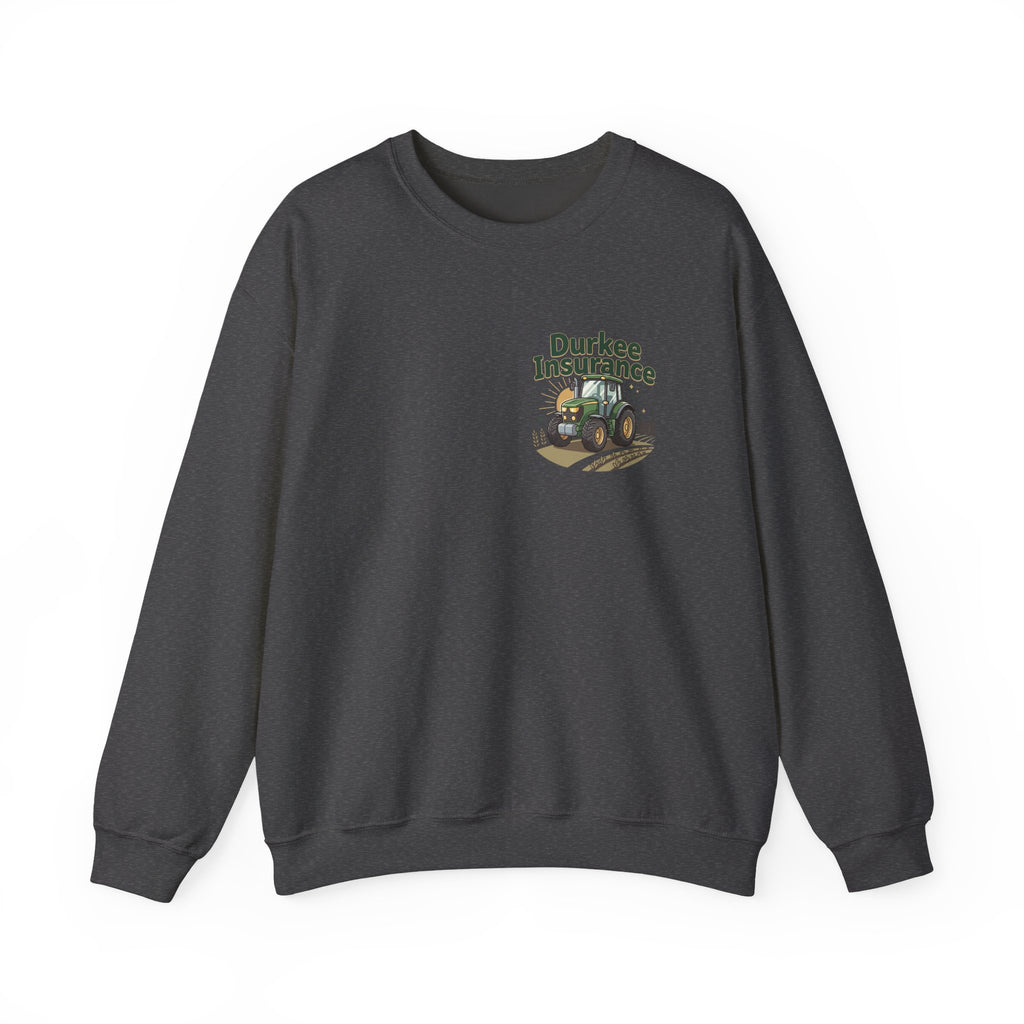 Tractor Crewneck Sweatshirt — "Durkee Insurance" Farm Logo