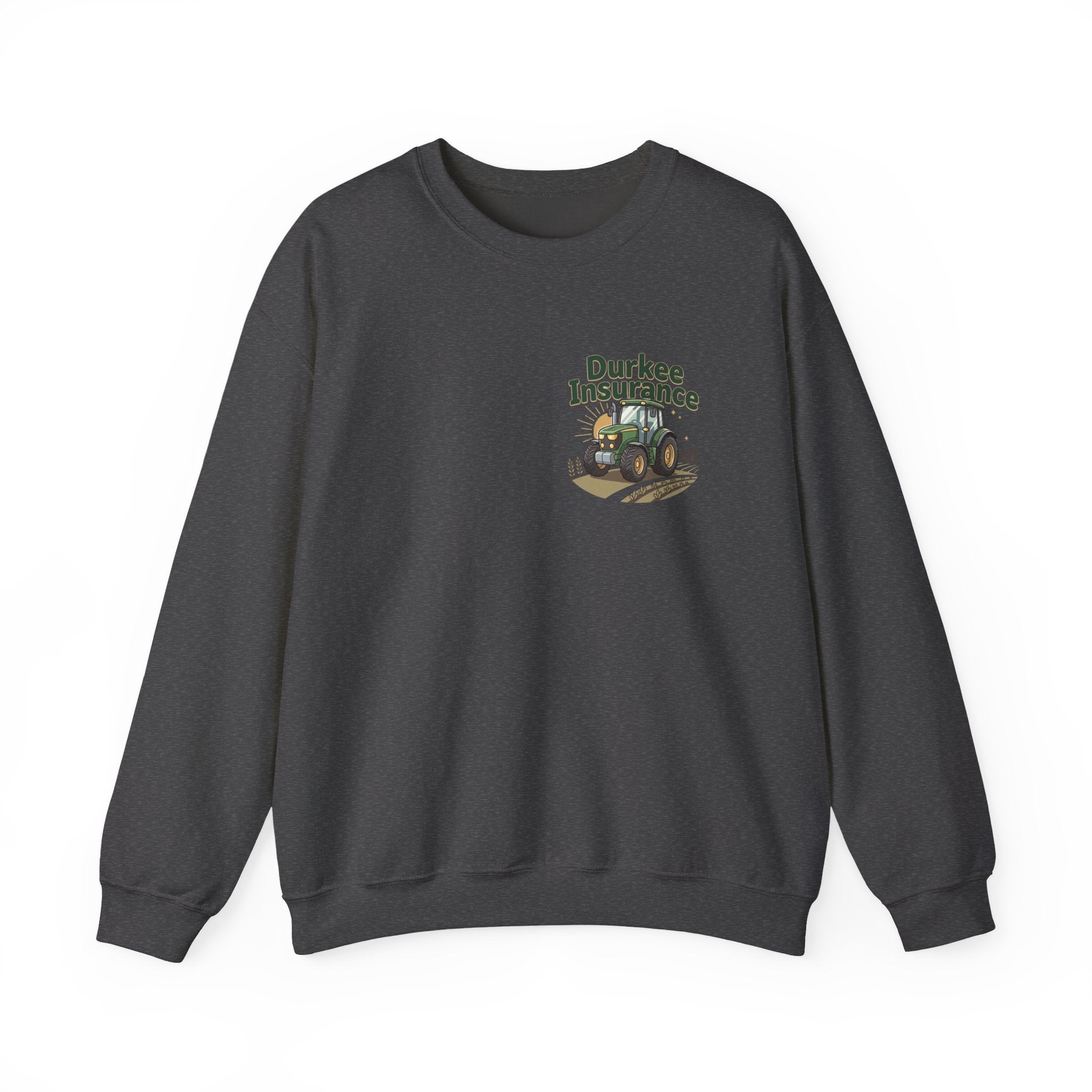 Tractor Crewneck Sweatshirt — "Durkee Insurance" Farm Logo