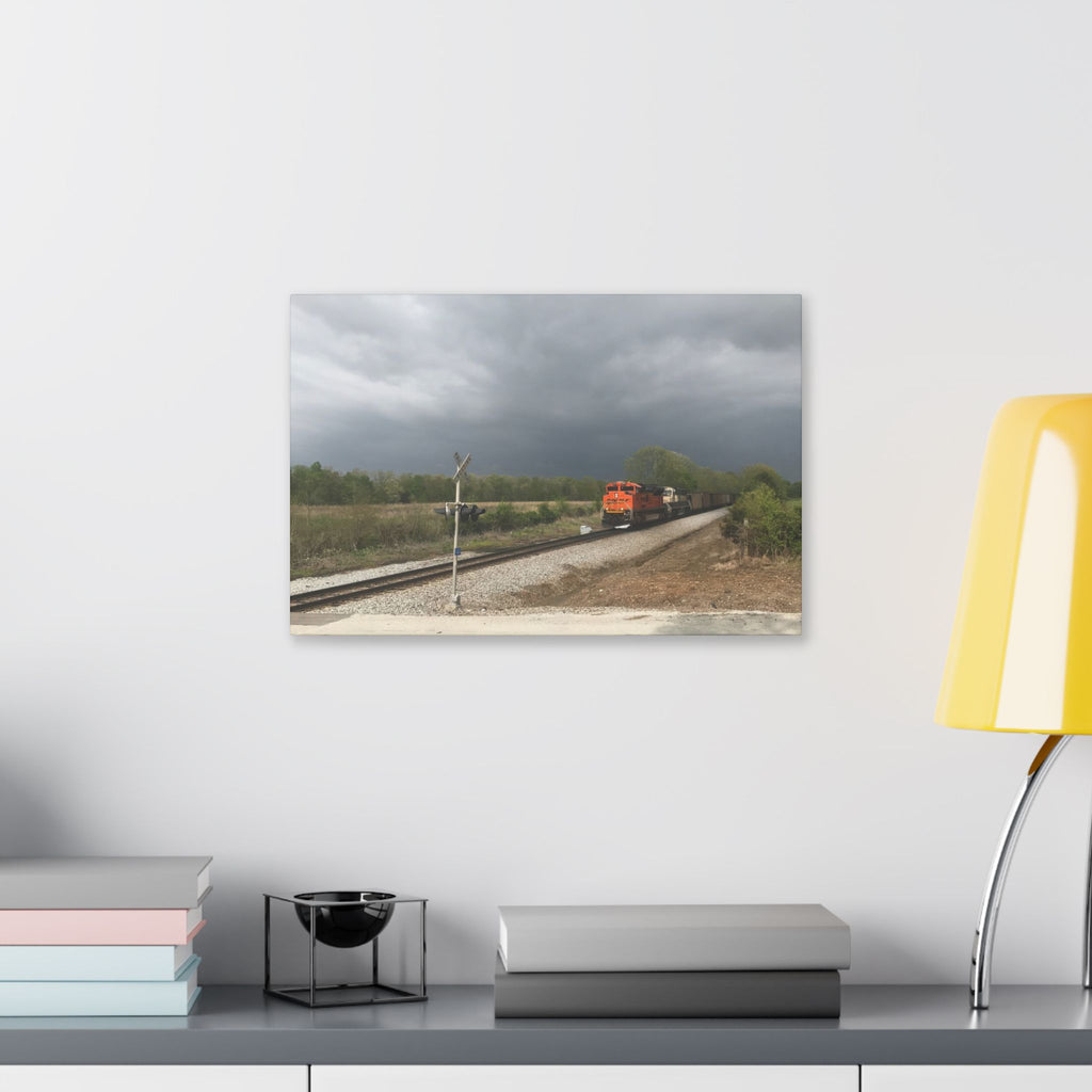 Storm Freight Train Canvas — Dramatic Railroad Wall Art