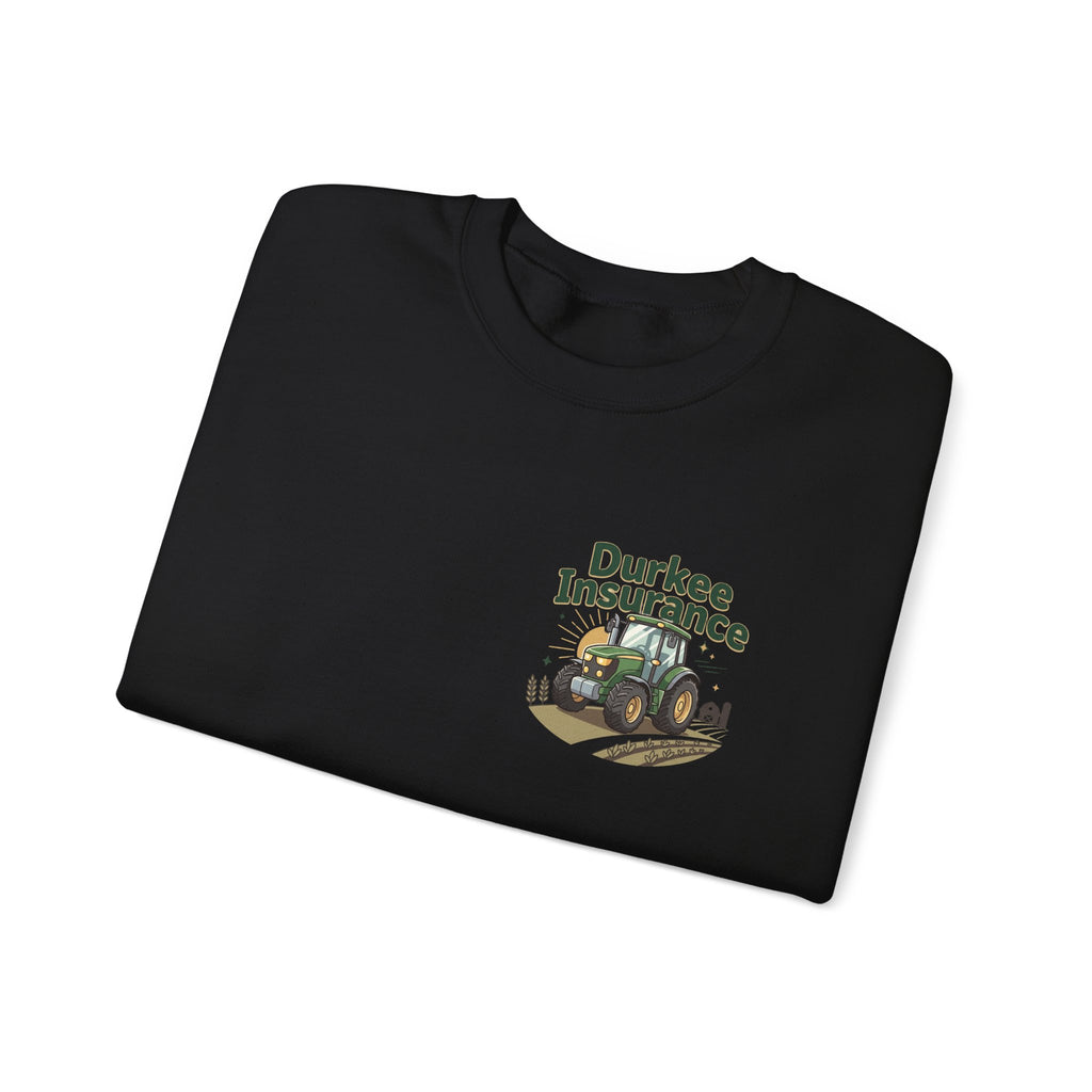 Tractor Crewneck Sweatshirt — "Durkee Insurance" Farm Logo