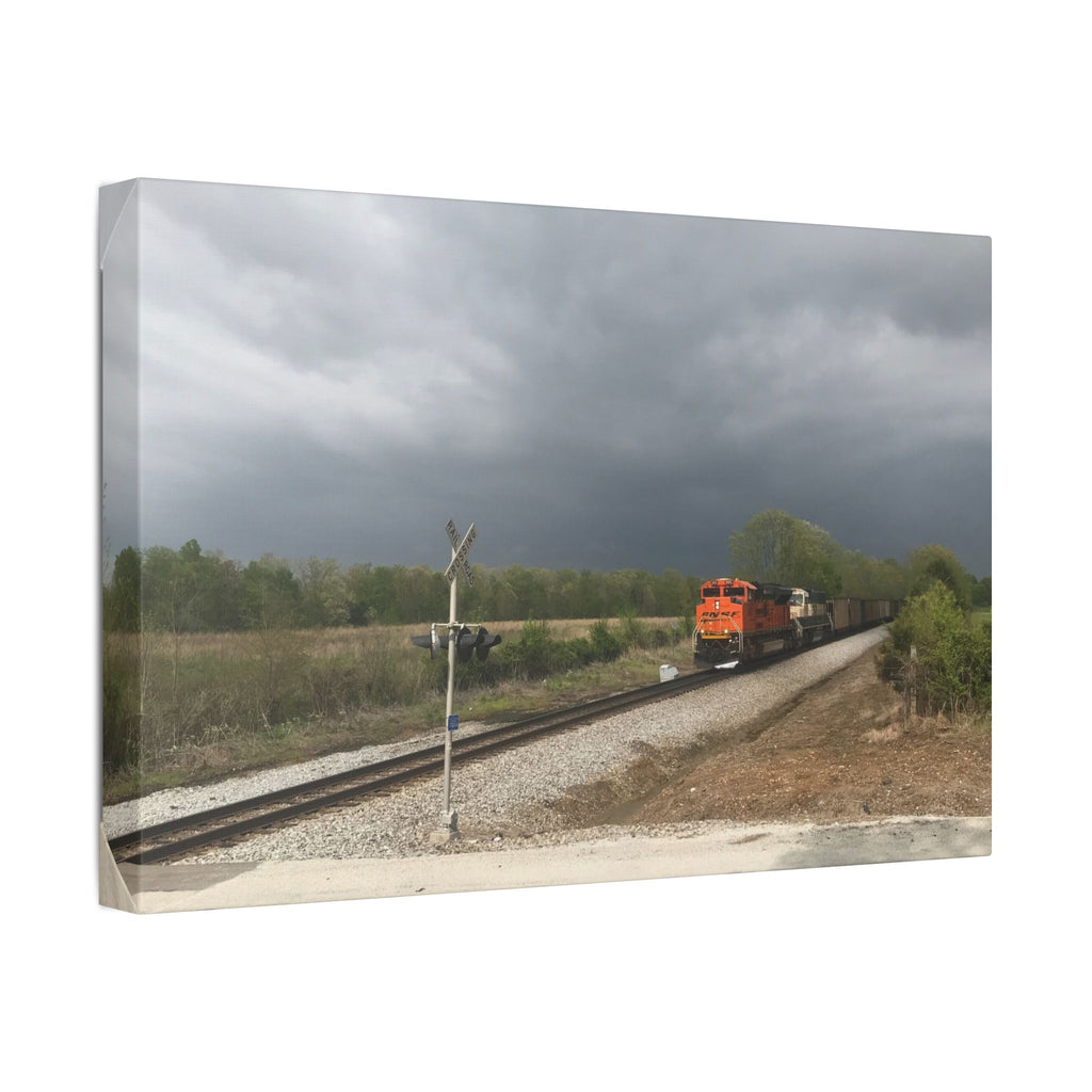 Storm Freight Train Canvas — Dramatic Railroad Wall Art