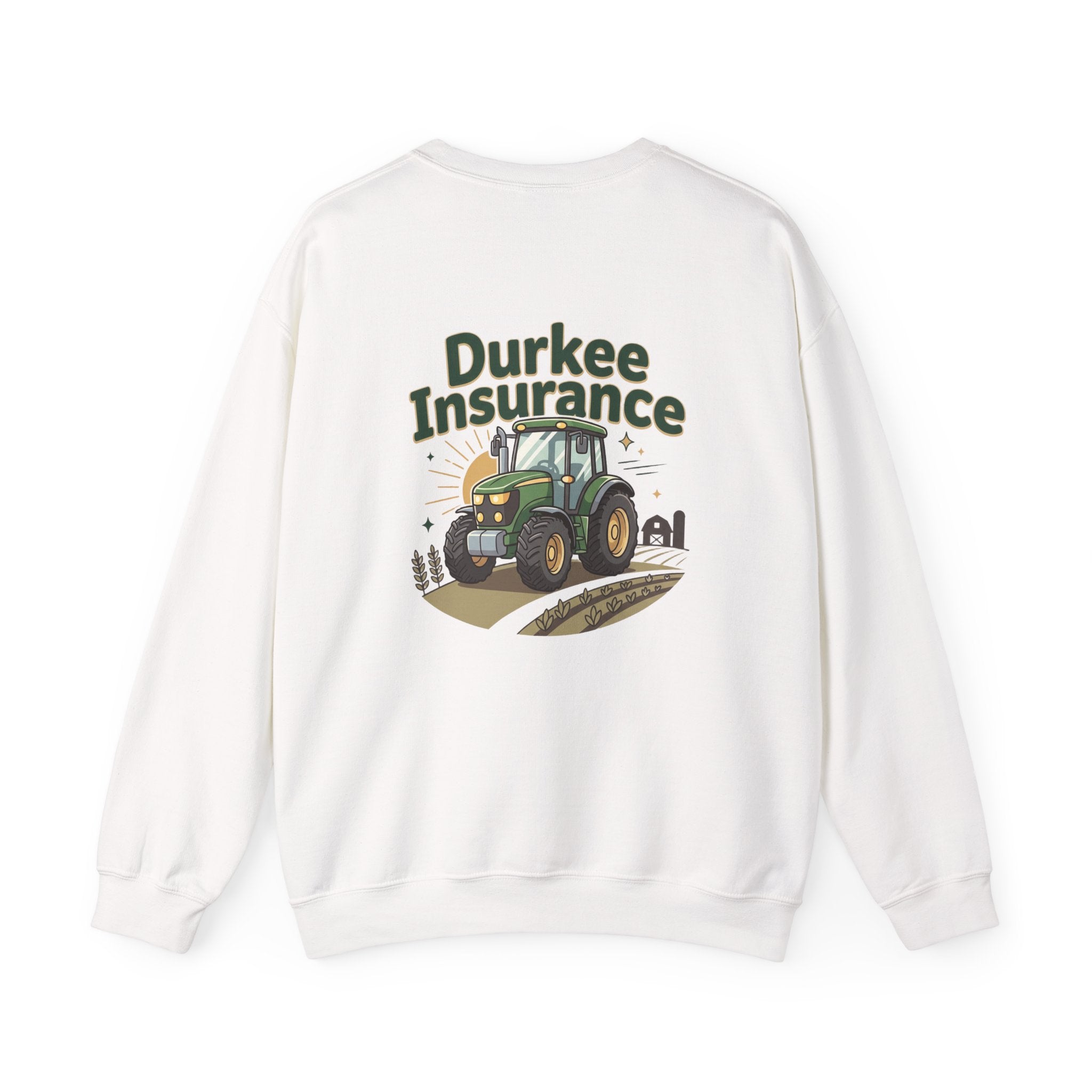 Tractor Crewneck Sweatshirt — "Durkee Insurance" Farm Logo
