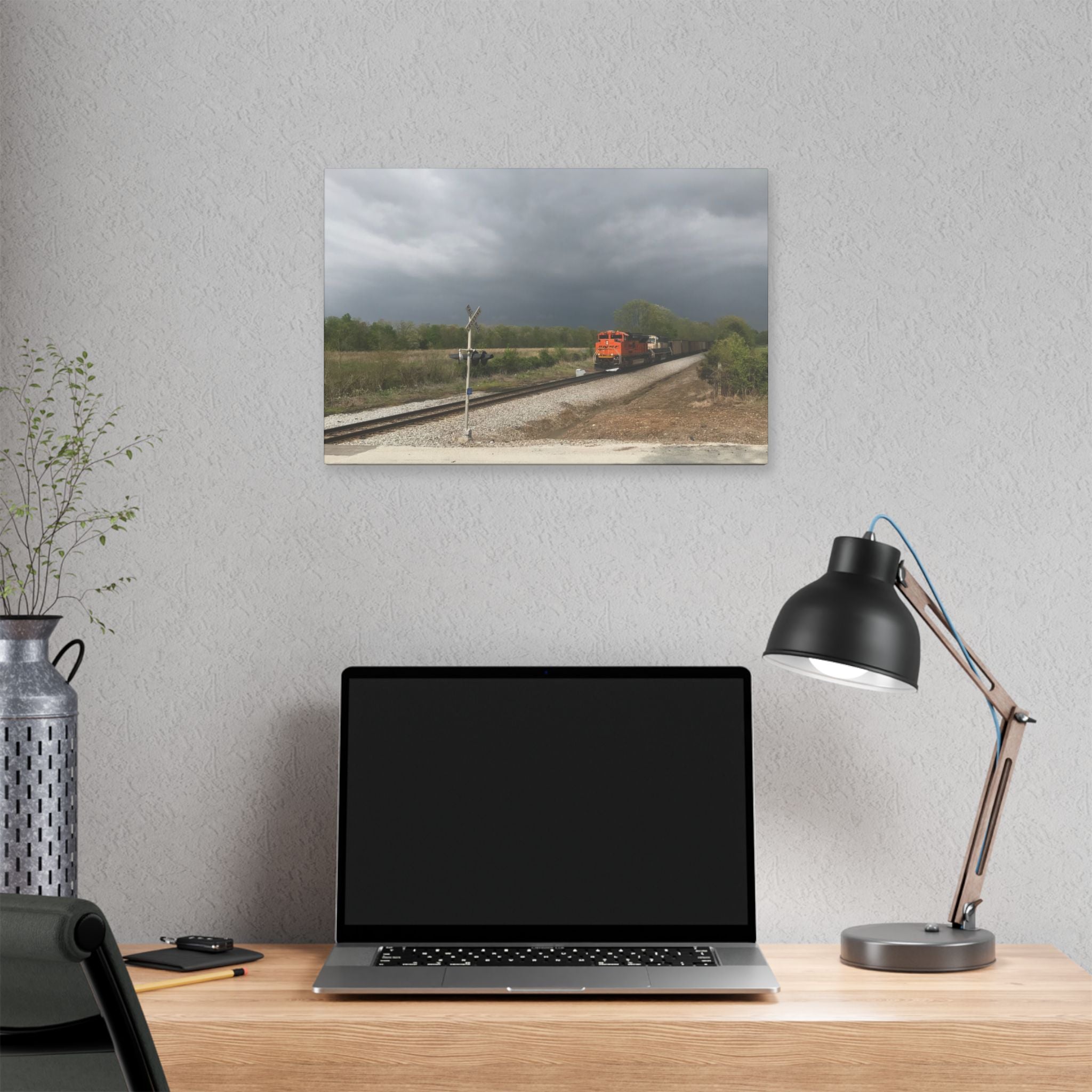 Storm Freight Train Canvas — Dramatic Railroad Wall Art