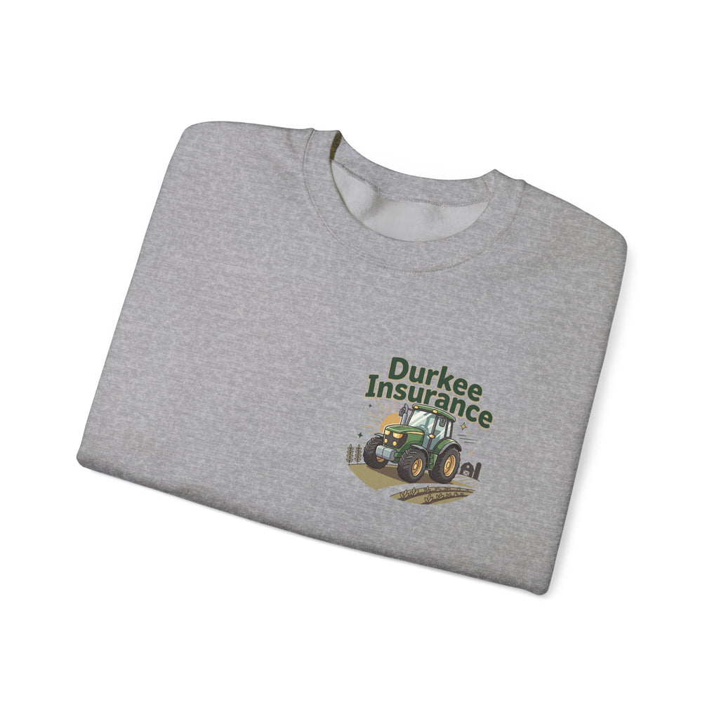 Tractor Crewneck Sweatshirt — "Durkee Insurance" Farm Logo