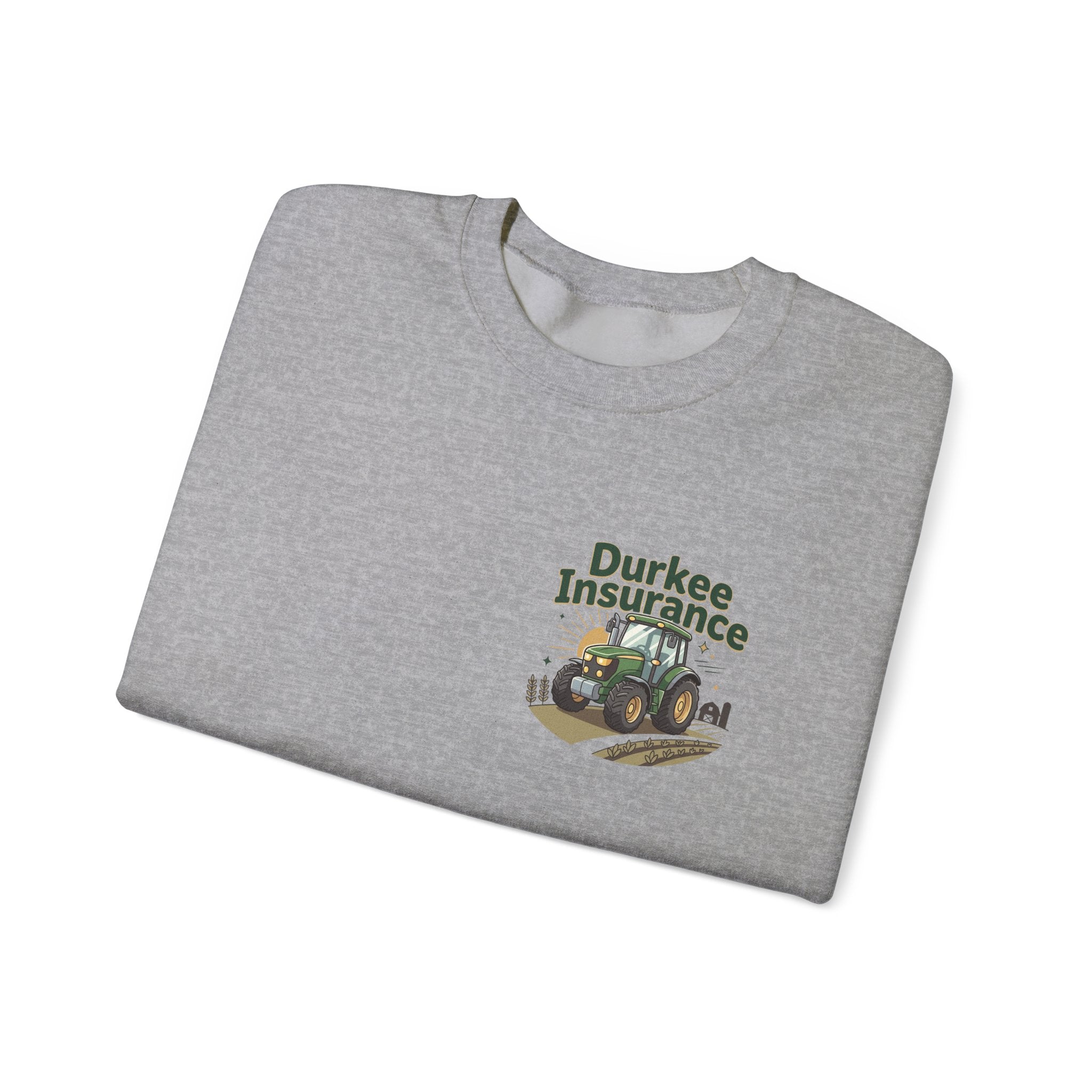 Tractor Crewneck Sweatshirt — "Durkee Insurance" Farm Logo