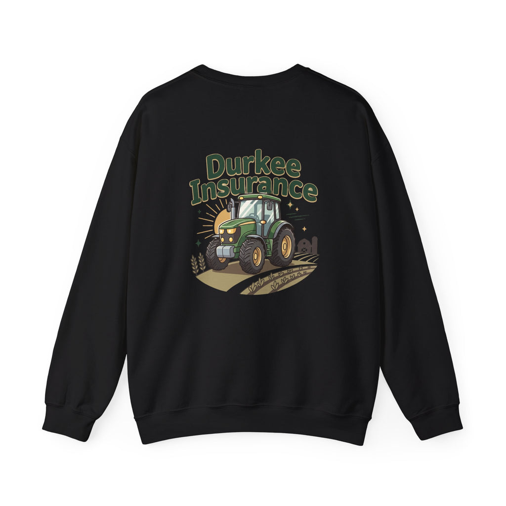 Tractor Crewneck Sweatshirt — "Durkee Insurance" Farm Logo